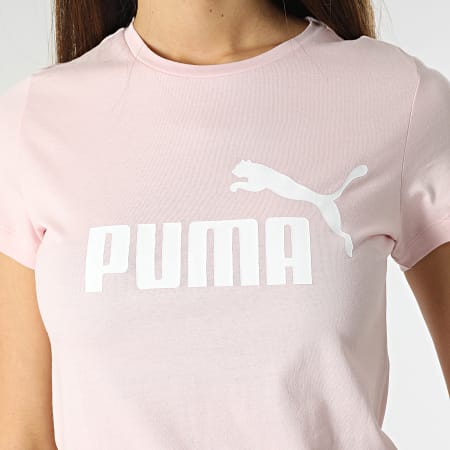 Puma - Tee Shirt Femme Essential Logo Rose