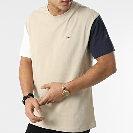 Tommy Jeans - Tee Shirt Tricolore Contrast Sleeve 3124 Beige