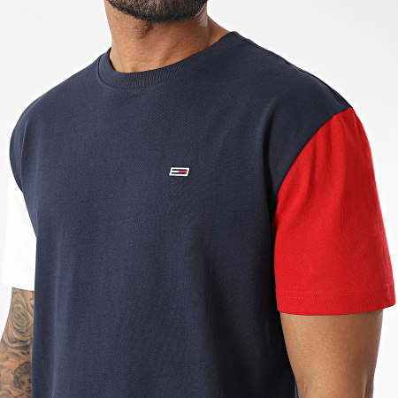 Tommy Jeans - Tee Shirt Tricolore Contrast Sleeve 3124 Bleu Marine