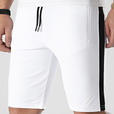 LBO - Pantalones cortos de jogging de entrenamiento con cinta de malla 0153 Blanco