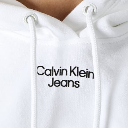 Calvin Klein - Sweat Capuche Femme Crop 8048 Blanc