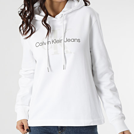 Calvin Klein - Felpa con cappuccio da donna 8103 Bianco
