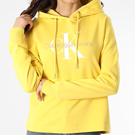 Calvin Klein - Sudadera con Capucha Seasonal Monogram para Mujer 8103 Amarillo