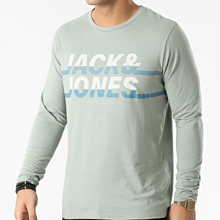Jack And Jones - Charles Grigio Verde Maglietta a maniche lunghe
