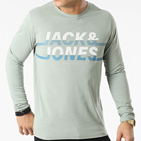 Jack And Jones - Charles Grigio Verde Maglietta a maniche lunghe