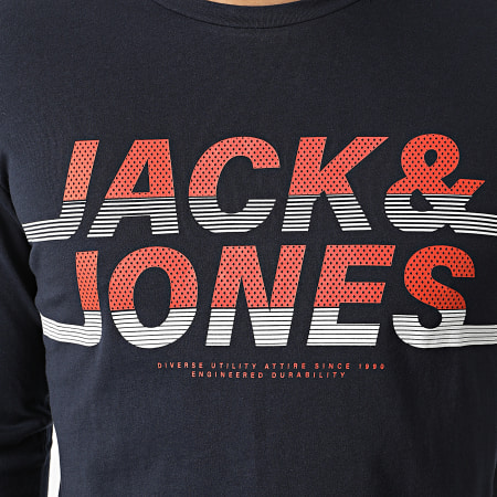 Jack And Jones - Tee Shirt A Manches Longues Charles Bleu Marine