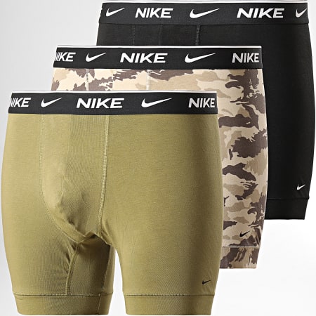 Nike - Lot De 3 Boxers Everyday Cotton Stretch KE1007 Noir Vert Kaki Camouflage