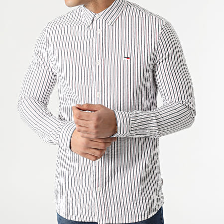 Tommy Jeans - Chemise Manches Longues A Rayures Casual Stripe 3042 Blanc