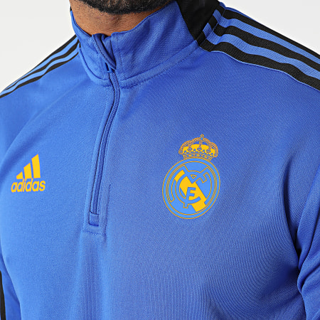 Adidas Performance - Real Madrid Camiseta De Manga Larga Con Cuello Con Cremallera Y Rayas HA2584 Azul Real