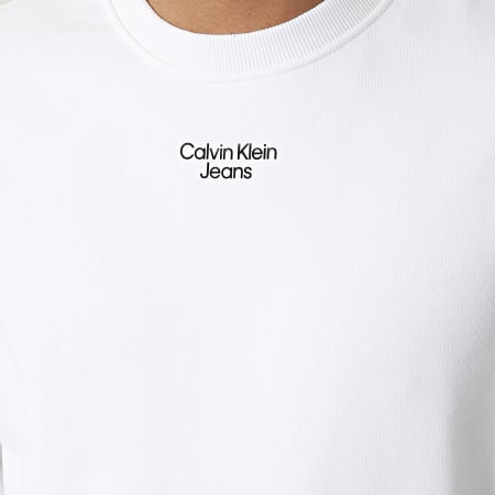 Calvin Klein Jeans - Sweat Crewneck Stacked Logo 0044 Blanc