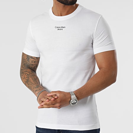 Calvin Klein Jeans - Tee Shirt Stacked Logo 0595 Blanc