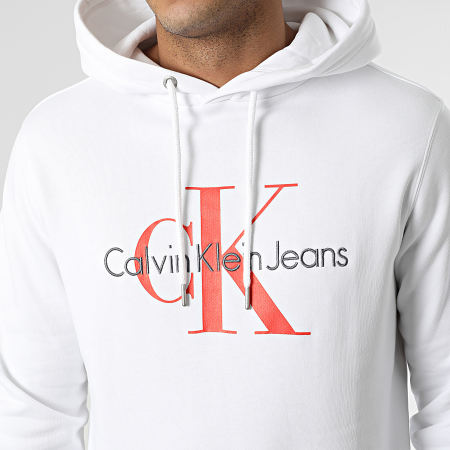 Calvin Klein - Felpa con cappuccio Seasonal Monogram 0805 Bianco