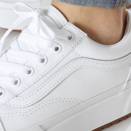 Vans - Mujer Old Skool Stacked U15L5R Canvas Trainers True White