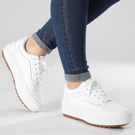 Vans - Mujer Old Skool Stacked U15L5R Canvas Trainers True White