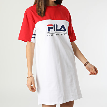 Fila - Robe Tee Shirt Femme Bauska Blanc Rouge