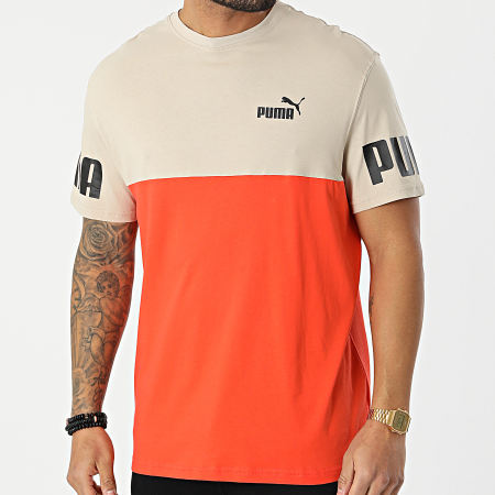 Puma - Tee Shirt Power Colorblock 847389 Orange Beige