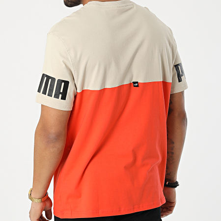 Puma - Tee Shirt Power Colorblock 847389 Orange Beige