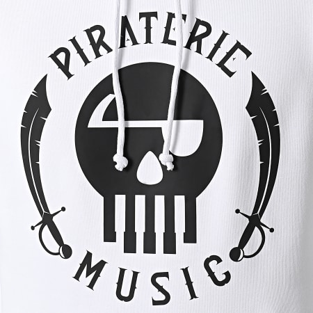 Piraterie Music - Sweat Capuche Piraterie Music Blanc Noir