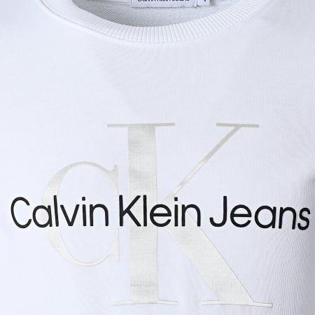Calvin Klein - Sweat Crewneck Enfant Monogram Logo 0265 Blanc Doré