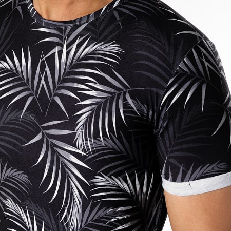 LBO - Tee Shirt Oversize Imprimé Avec Revers 2143 Tropical Noir