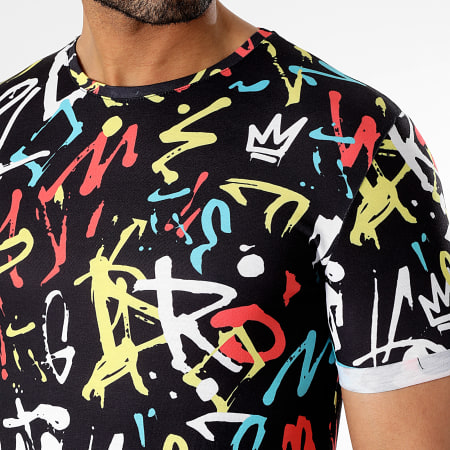 LBO - Tee Shirt Oversize Imprimé Avec Revers 2170 Graffiti Noir
