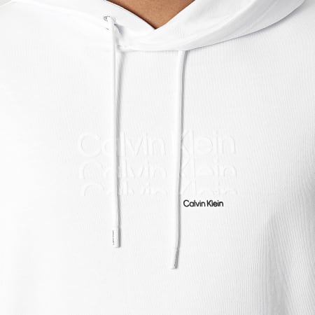 Calvin Klein - Sweat Capuche Triple Logo Flock 8929 Blanc