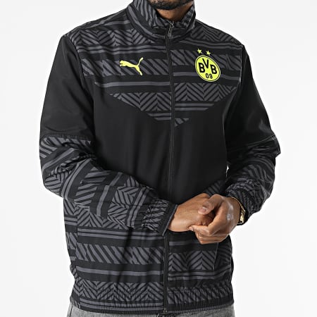 Puma - Giacca con zip Borussia Dortmund Prematch Nero Grigio