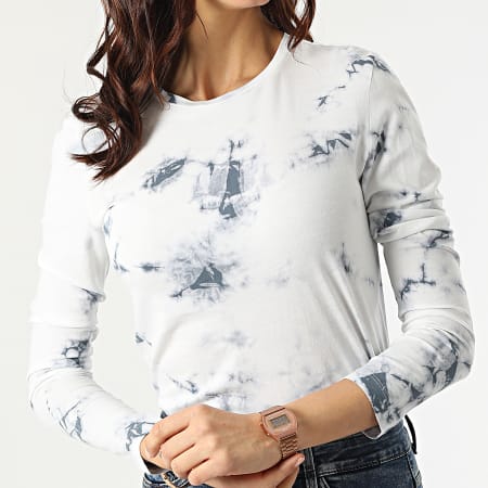 Vero Moda - Tee Shirt Manches Longues Femme Argo Blanc Bleu Marine