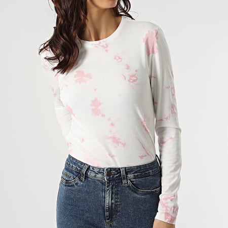 Vero Moda - Tee Shirt Manches Longues Femme Argo Blanc Rose