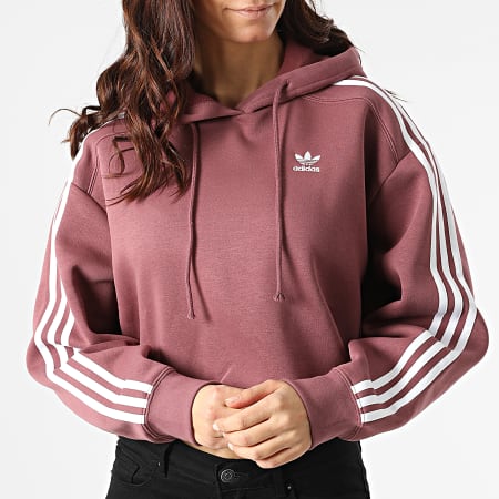 Adidas Originals - Felpa con cappuccio da donna con strisce HC7531 Bordeaux