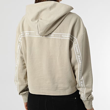 Tommy Jeans - Sudadera con capucha de mujer Crop Taping 2719 Beige
