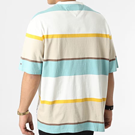 Tommy Jeans - Tee Shirt Bold Stripe 3074 Bleu Clair Blanc