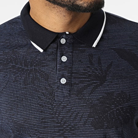 American People - Polo a manica corta Picto Navy Blue Floral
