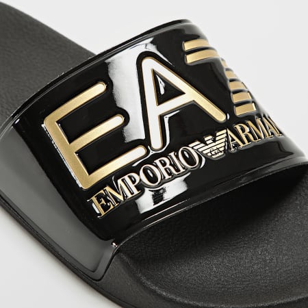 EA7 Emporio Armani - Claquettes Slipper Visibility XCP001-XCC22 Shiny Black gold