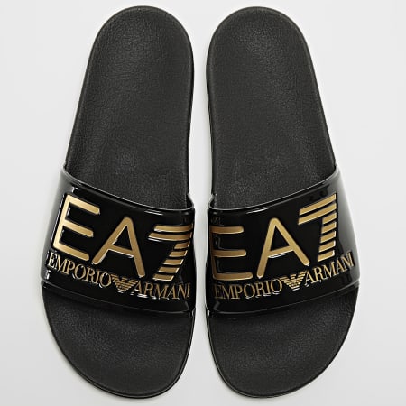 EA7 Emporio Armani - Claquettes Slipper Visibility XCP001-XCC22 Shiny Black gold
