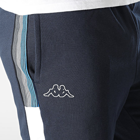 Kappa - Pantaloncini da jogging blu navy con logo Iono a righe 36173IW