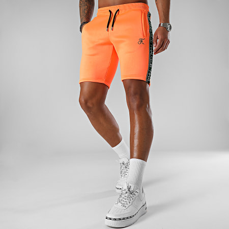 Final Club - 886 Pantalones cortos de jogging de banda premium naranja fluorescente