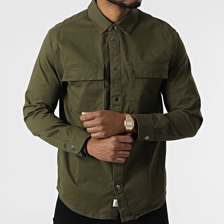 Only And Sons - Chemise Manches Longues Came Overshirt Vert Kaki