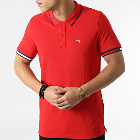 Tommy Jeans - Polo Manches Courtes Regular Flag Cuff 2963 Rouge