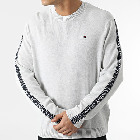 Tommy Jeans - Pull A Bandes Tommy Tape 3049 Gris Chiné
