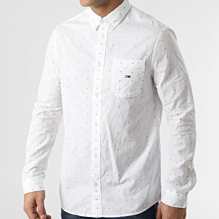 Tommy Jeans - Camicia Dobby a maniche lunghe 3285 Bianco