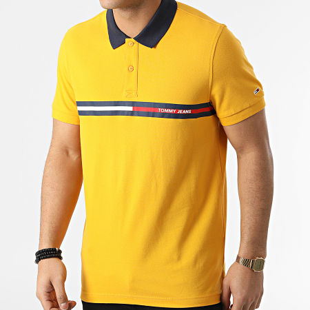 Tommy Jeans - Polo Manches Courtes Regular Chest Flag 3295 Jaune