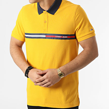 Tommy Jeans - Polo Manches Courtes Regular Chest Flag 3295 Jaune