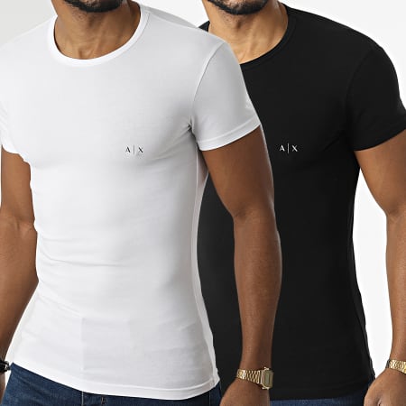 Armani Exchange - Juego de 2 camisetas 956005-CC282 Negro Blanco