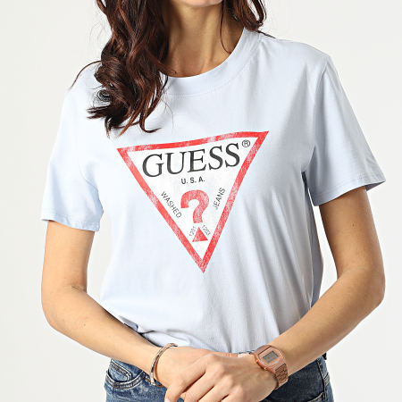 Guess - Tee Shirt Femme W93I0R Bleu Clair