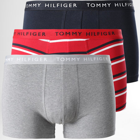 Tommy Hilfiger - Lot De 3 Boxers Premium Essentials 2325 Rouge Bleu Marine Gris Chiné