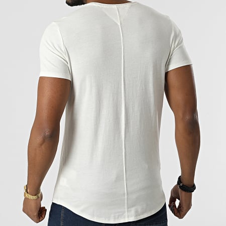 Tommy Jeans - Tee Shirt Oversize Slim Jaspe 9586 Blanc Cassé