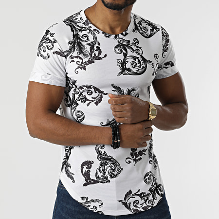 Frilivin - Camiseta oversize Renaissance Floral Blanca