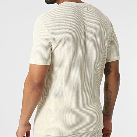 Frilivin - Conjunto corto de camiseta beige