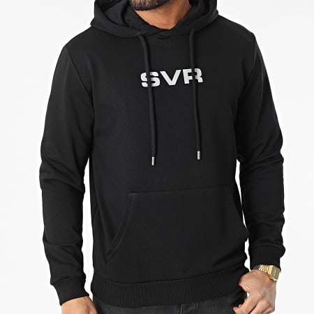 SVR - Sudadera con capucha Logo Negro Plata